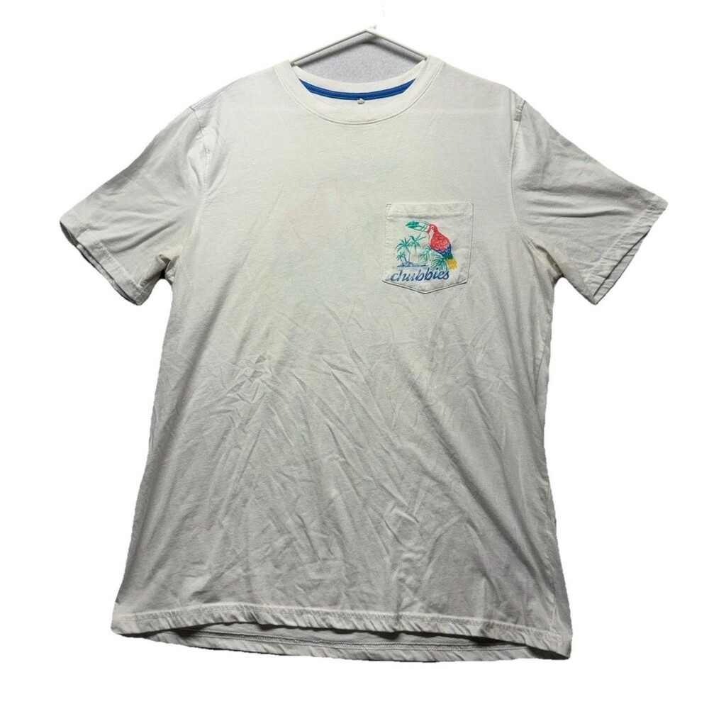 Chubbies Skies Out Thighs Out White Pocket Short Sleeve T-Shirt Mens Large